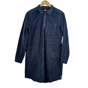 Toad&Co Cruiser Cord Popover Dress Navy Houndstooth Corduroy athleisure sz S